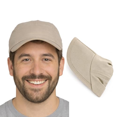 Image of Outdoor World Unisex Folding Peak Baseball Cap – Lightweight Breathable Sun Hat – One Size Adjustable Fit – Durable Packable Cap for Hiking, Walking, Running, Sports & Everyday Outdoor Use (Beige)