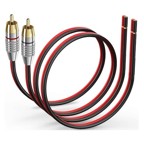 ukiism 2 Pack Speaker Bare Wire Cables to RCA Plugs Adapter Repair Speaker Cord, Heavy 14 Gauge Speaker Wire to RCA Connector for Speakers Amplifier TV Subwoofer - 14AWG,1Ft Cover