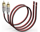 ukiism 2 Pack Speaker Bare Wire Cables to RCA Plugs Adapter Repair Speaker Cord, Heavy 14 Gauge Speaker Wire to RCA Connector for Speakers Amplifier TV Subwoofer - 14AWG,1Ft