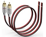 ukiism (2 Pack Speaker Bare Wire Cables to RCA Plugs Adapter Repair Speaker Cord, Heavy 14 Gauge Speaker Wire to RCA Connector for Speakers Amplifier TV Subwoofer - 14AWG,1Ft