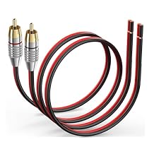 2 Pack Speaker Bare Wire Cables to RCA Plugs Adapter Repair Speaker Cord, Heavy 14 Gauge Speaker Wire to RCA Connector for Speakers Amplifier TV Subwoofer - 14AWG,1Ft