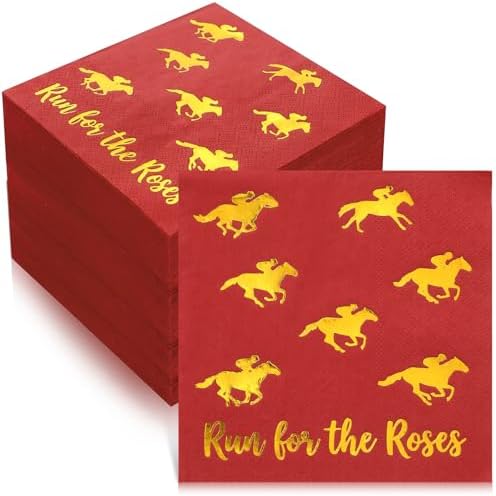 Amazon.com: Poola Voidra 100 Pcs Derby Horse Cocktail Napkin 5x5''Gold ...