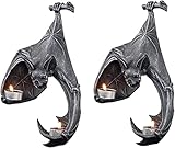 2022 Bat Wall Tealight Holder, Gothic Bat Wall Sconce Candle Holder with Candles, Halloween Candlest