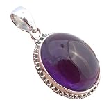 925 Sterling Silver Handmade Mother's Day Gift Amethyst 18X23Mm Large Oval 925 Sterling Silver Pendant