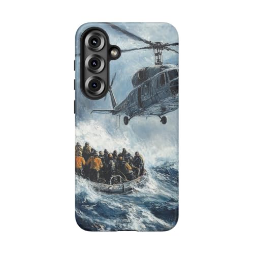 Coque Samsung S25 Plus tableau hélicoptère mer en finition mate premium