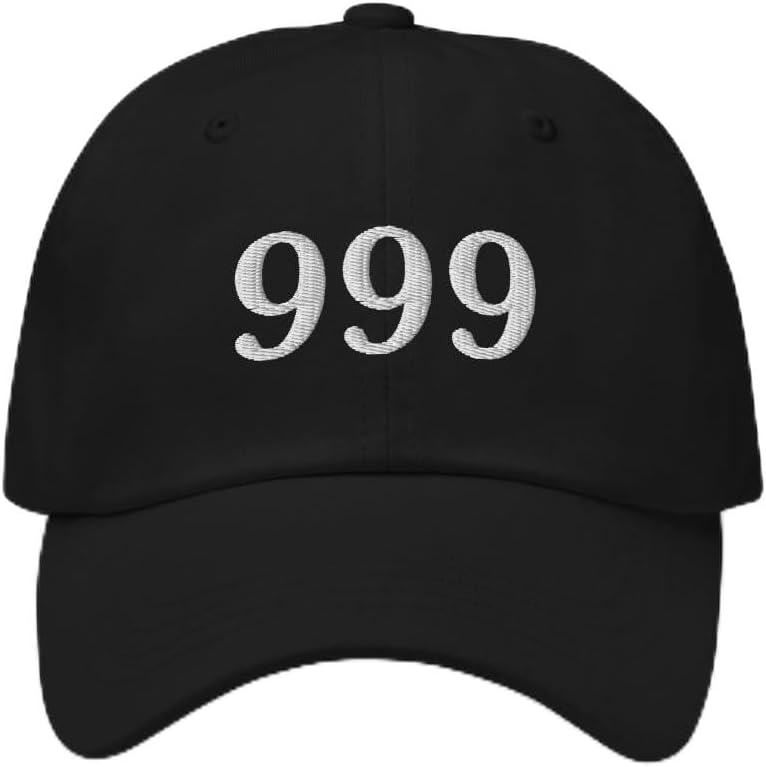 999 Hat - Angel Numbers Lucky Numbers Numerology 999 Embroidered Adjustable Cotton Dad Cap