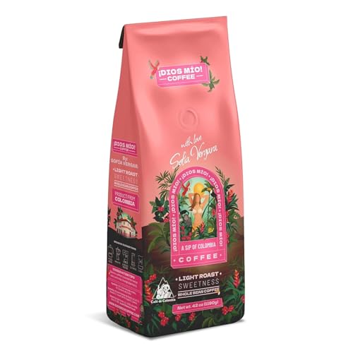 Dios Mio Coffee by Sofia Vergara, Light Roast, Whole Bean Premium Colombian Coffee, 42 Ounce Bag
