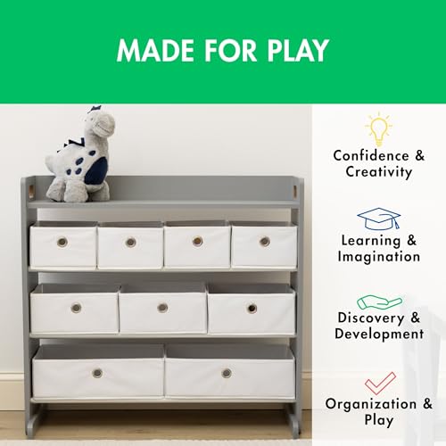 image for Humble Crew Toy Storage Organizer with Top Shelf and 9 Fabric Bins, Gr