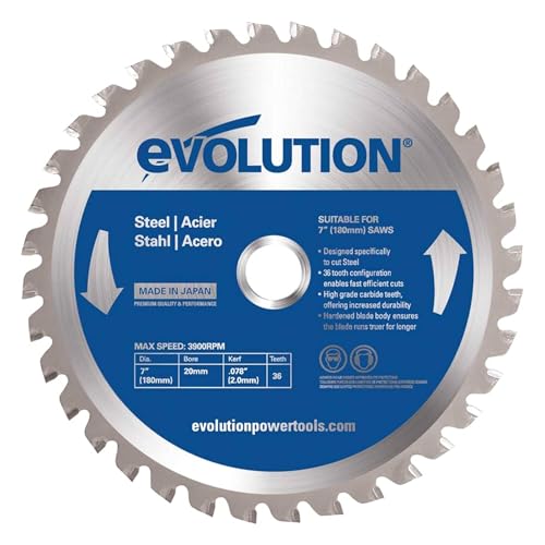 Evolution 180BLADE-ST 36 Teeth 3900 RPM TCT Metal-Cutting Blades with 20 mm Arbor, 7
