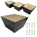ComfortStyle Furniture Legs, Sofa Couch and Chair 3" Tall x 5" Extra Wide Wood Feet Replacement, Set