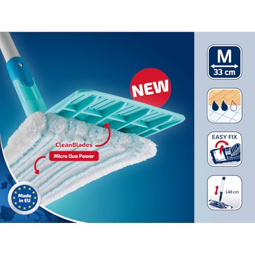 Leifheit Set Power CLEAN, Wischer für Alle, rückenschonender Bodenwischer mit Reinigungsklingen, Wischtuchpresse zum Auswringen, Wischmopp Set mit Eimer,Wischmopp für alle Hartböden mit Click-System – Bild 4