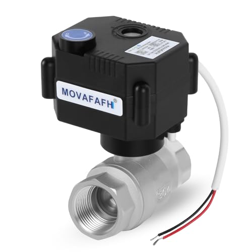 movafaFH 3/4 Inch Motorized Ball Valve - 2 Wire Auto Return Electric Water Valve with Manual Override, Full Port Automatic Ball Valve,Stainless Steel, 9-24V AC/DC, NSF Certified, IP67