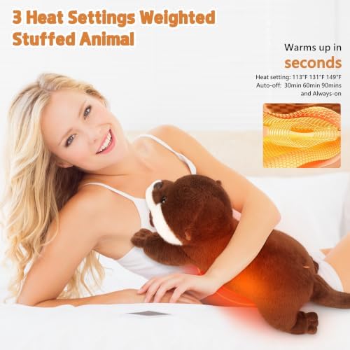 Electric Otter Stuffed Animals Heating Pad for Period Cramps,19'' Weighted Otter Plush with a Hot Soft Belly USB Powered, Menstrual Heating Pad Neck Shoulder Pain Relief, Gift for Her,Daughter Wife — 사진 6