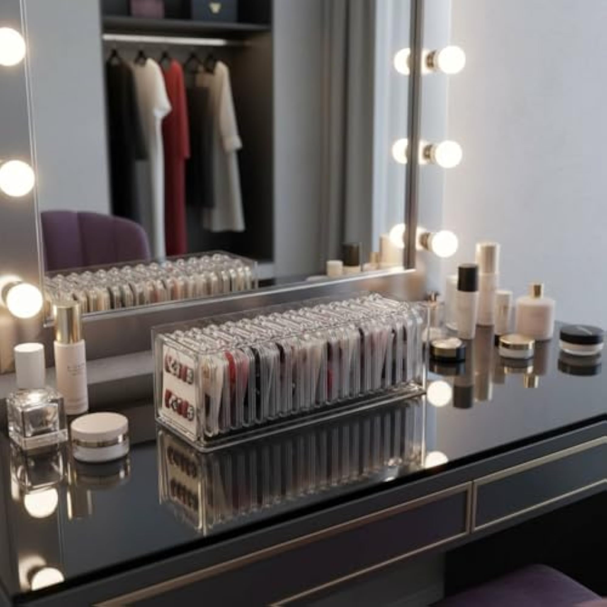 Rectangular Flip-Top Storage Box, 3 Grid Organizer