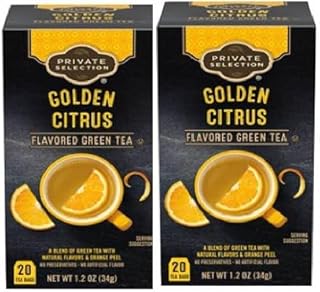 Golden Citrus Green Tea Bags a Blend of Green Tea With Natural Flavors & Orange Peel Teabags (2 Boxes, 20 Tea Bags in each Box)
