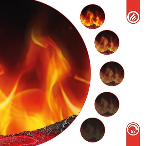 KAMINIO Elektrokamin Luca - Elektrischer Einbaukamin mit Heizung, 3D-Flammeneffekt, 12 Flammenfarben, Fernbedienung (23 Zoll) – Bild 5