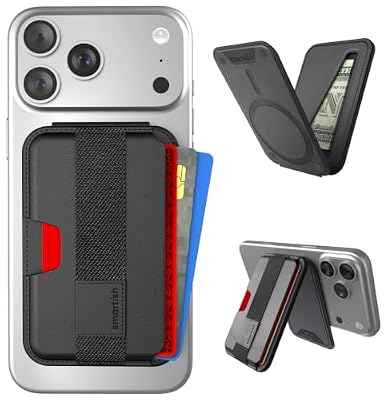 Smartish MagSafe Wallet, Side Hustle Flip, Card Holder, Grip & Stand, Black