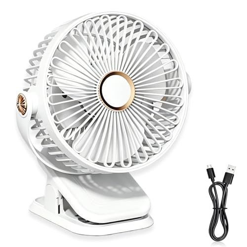 Aicharynic Mini Ventilateur USB à Clip, 10 000 mAh, Rechargeable, Silencieux, Rotation à 720°, pour Maison, Bureau, Camping, Poussette