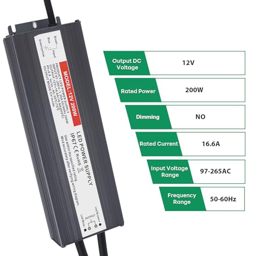 Hanbaak LED Driver 200W 12V Power Supply for LED Light Strip — view 5