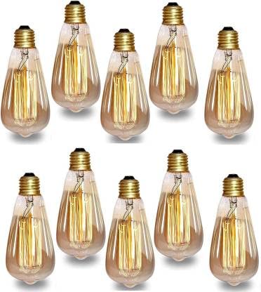 AHUJA INTERNATIONAL 40 W Standard E27 Incandescent Bulb Antique Vintage Light Bulbs, ST64 Dimmable 40W E27 Edison Bulbs Pack of 10
