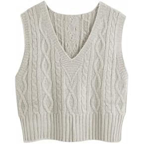 Hyipels Gilet A Maglia Oversize Donna Senza Maniche – Scollo A V, Colore Kaki, Taglia XL