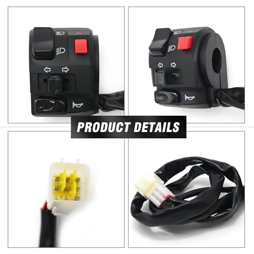 Anxingo 7/8\" 22mm Left Handlebar Switch, Horn Turn Signal Warning Light Switches, for ATV Motorbike - Thumbnail 5