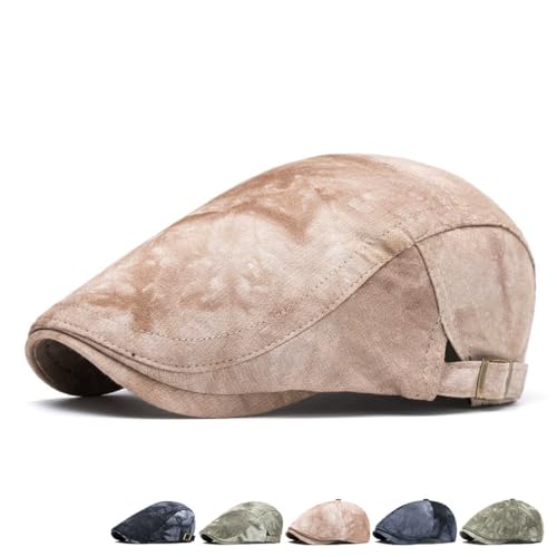 Image of Quanhaigou Unisex Denim Newsboy Hats Flat Ivy Gatsby Cabbie Driving Berets Hat Cotton Dad Cap for Men Women