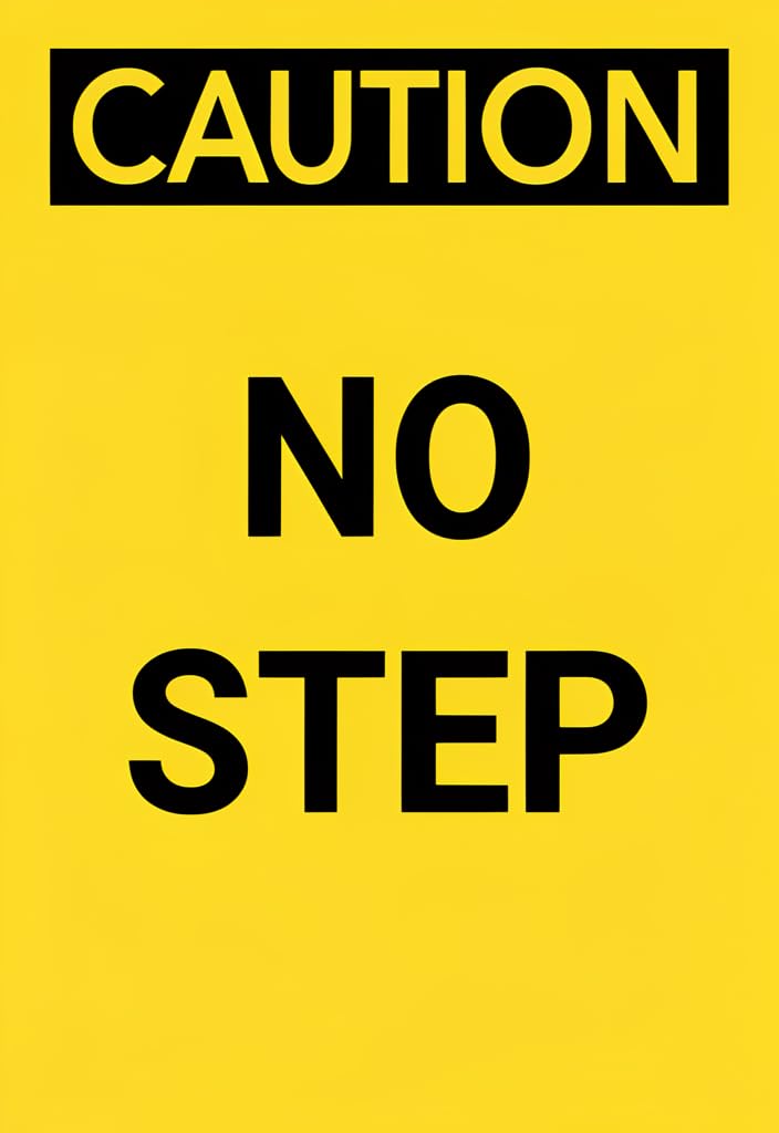 peiyeety CAUTION NO STEP Tin Metal Sign 12x8 Inch, Yellow & Black Warning Notice Plaque, Industrial Safety Wall Decor for Workshop Garage Warehouse, Funny Novelty Gift