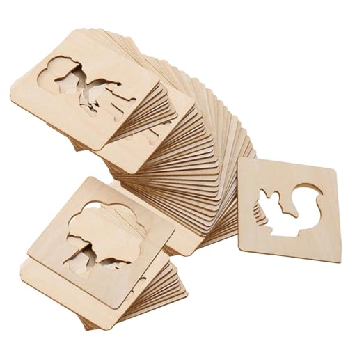 Zeichenschablonen für Kinder, Set mit 10 Holzschablonen für Klassenzimmer, Kunst, Handwerk, Montessori-Kreide-Schablonen, DIY, 60 Stück