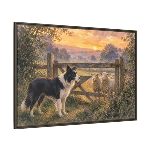 Tableau animaux de la ferme au-dessus de la console du salon