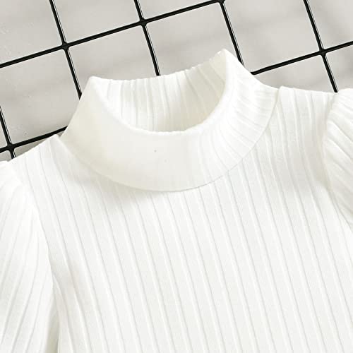 Toddler Girls Long Sleeve Ribbed T Shirt Tops Plaid Prints Skirt Outfits Baby Girl Bodysuit Set (White, 18-24 Months) #TOP4