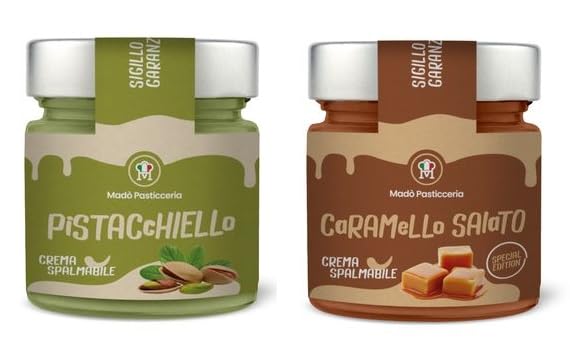  Mado Pasticceria Crema Spreading Pistachio e Caramello Sellato, 200g x 2 per Dolcificanti
| Mado Pasticceria Set di Cre