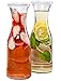 Estilo Szklany dzbanek do karafki - Karafka do napojów koktajlowych i wody z pokrywkami - wąska szyjka, 1 litr (945 ml), zestaw 2 szt., przezroczysta
