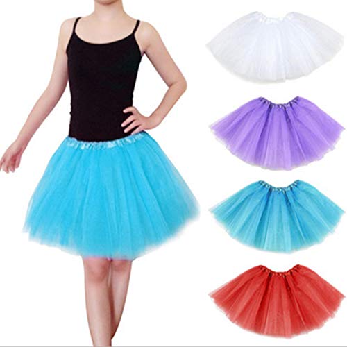 MAOSUO Minivestido de tule com três camadas para mulheres adultos 12 cores, saia de balé, plissada,