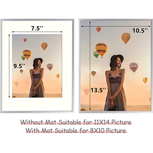 Frametory, 11X14 Aluminum Frame, 8X10 Photo With Ivory Mat For Wall Display, Sawtooth Hanger, Swivel Tabs, Spring Clips Great For Photos, Artworks, Posters (Silver, 1-Pack) #TOP7