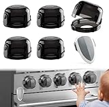 Stove Knob Safety Covers & Oven Lock for Child Baby Proofing Kitchen Universal Size Gas Knob Covers Clear View Childproof Oven Knob Covers for Kids and Pets (5packs +1locks)