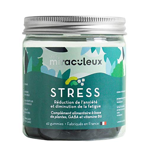 THE MIRACULOUS Stress & Anxiety Gummies Complemento alimenticio natural Vegan Gaba / Hawthorn / Rhodioloa / Vitamins B6 X42