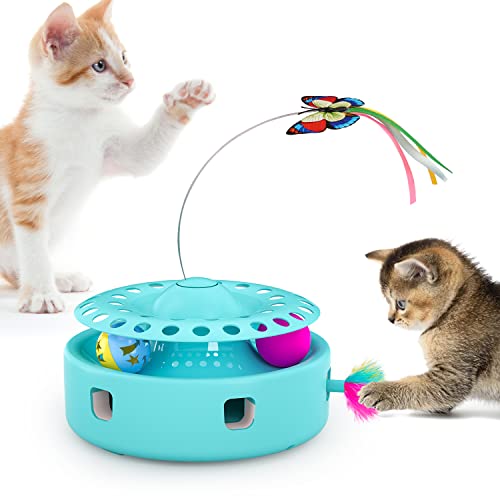 Jayol interaktives Katzenspielzeug 3 in 1Katzenspielzeug elektrisch & Ambush Feather Kitten Toys Cover