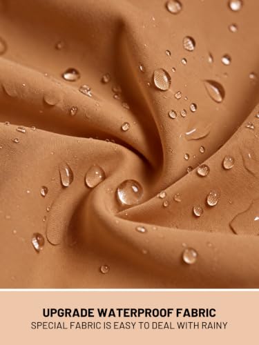 PITINAN Long Rain Coats for Women Plus Size Waterproof Rain Jacket Light Portable Womens Rain Coats Waterproof With Hood Caramel XXL — view 3