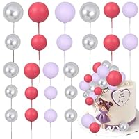Gyufise 30 Palline Decorative Per Torta In Schiuma, Colori Grigio Scuro, Oro E Bianco, Misure 2.5-5 Cm, Per Matrimoni E Compleanni