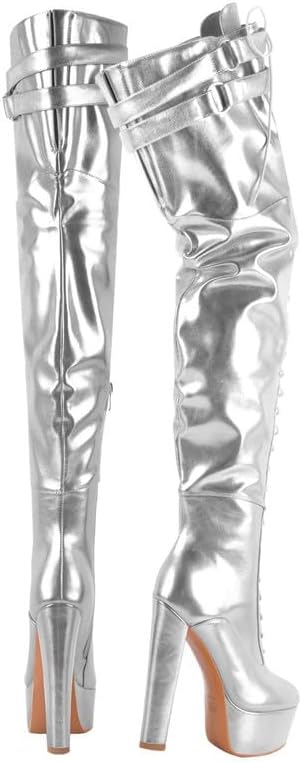 Richealnana Women's Over The Knee High Platform Thigh High Boots Lace-Up Chunky Heels Fashion
