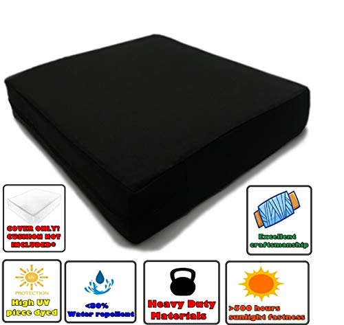 Cozylounge Indoor Outdoor Water Repellent High Uv Resistant Patio Chair Cushion Cover (24"X24"X4" (4 Covers), Just Black) #TOP5