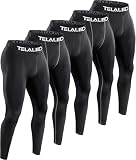 TELALEO 5 Pack Men's Compression Pants for Workout, Running,Basketball,Football-Sports Baselayer Leggings M