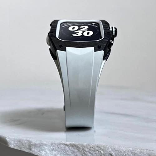 Carbon Fiber Luxury Case for Apple Watch Band 45mm Series 8 7 Stainless Steel for Iwatch Series 6 5 4 SE 44MM Modification Kit image 5