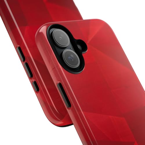 Coque résistante brillante pour iPhone 16 Plus au design géométrique rouge - 2