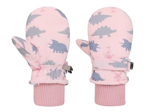 Image of Urban Virgin Toddler Waterproof Outdoor Infant Mittens Baby Winter Gloves Dino Cuffed Warm Fleeced Kids Ski Gloves For Teens