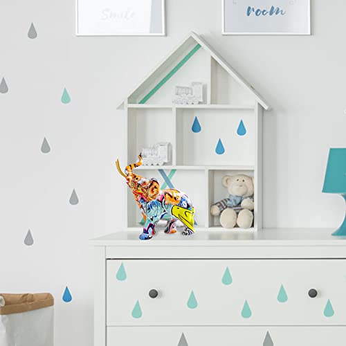 Colorful Graffiti Art Elephant Sculptures, Statue Decor Figurines Sculpture Collectible Figurine Feng Shui Ornament Elephants For Kitchen Office Shelf Home One Size #TOP4