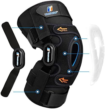 T TIMTAKBO Hinged Knee Brace for Knee Pain Relieve,GEL Patella Support with Removable Dual Side Stabilizers,Knee Support for Meniscus Tear,Relieves ACL,Arthritis(M)