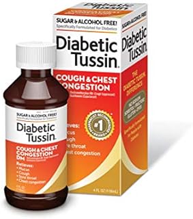 Diabetic Tussin Cough and Chest Congestion Relief, Liquid Cough Syrup, Safe for Diabetics, Sugar Free, 4 Fl Oz