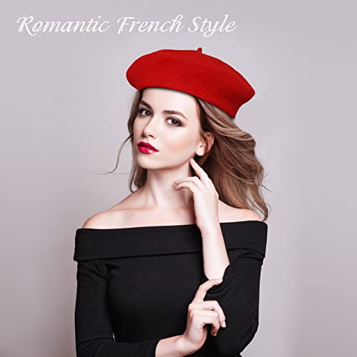 4 Sets Wool Beret Hat French Style Beanie Hats With Silky Neck Scarf Fashion Beret Caps For Women Girls Lady #TOP2